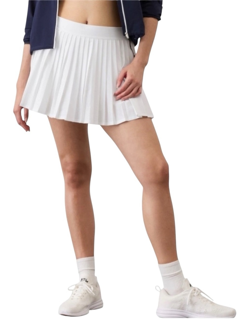 Athleta Match Point Pleated Tennis Skort White UPF 40+ NWT L